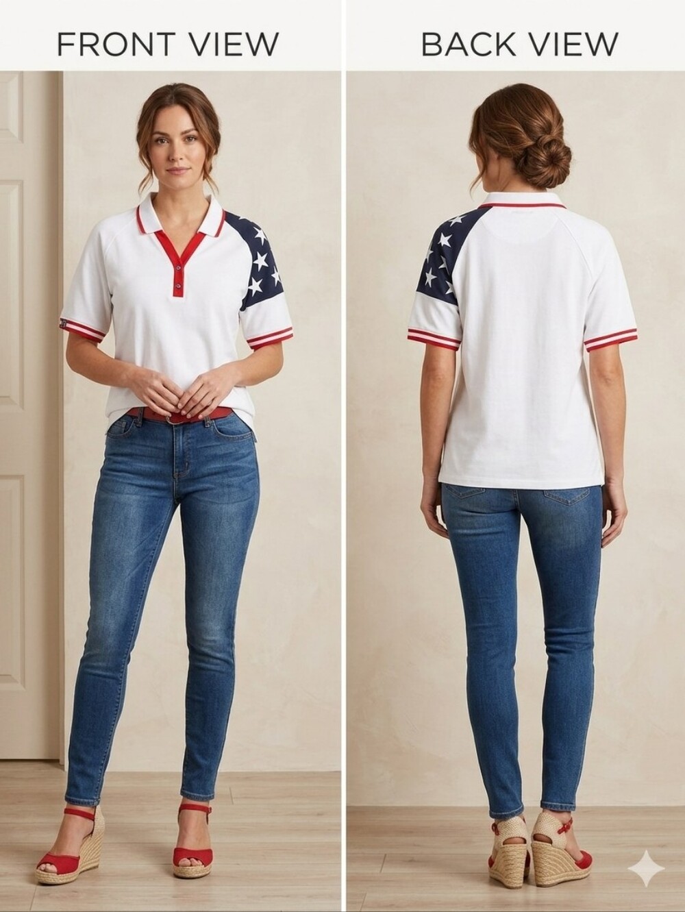 ROCK POINT FREEDOM‎ FLAG WOMEN’S POLO SIZE MEDIUM
